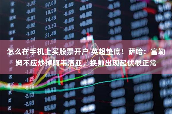 怎么在手机上买股票开户 英超垫底！萨哈：富勒姆不应炒掉阿韦洛亚，换帅出现起伏很正常